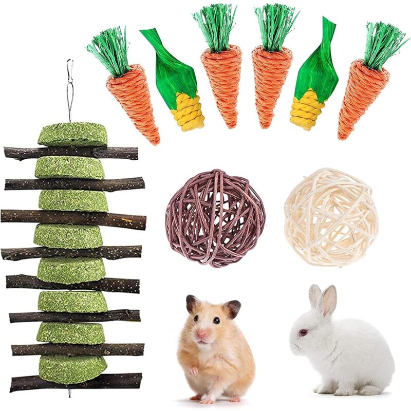 foto del prodotto fortuneville giocattoli da masticare per conigli nani, giocattoli per snack per piccoli animali, giocattoli per porcellini d india, cura dei denti