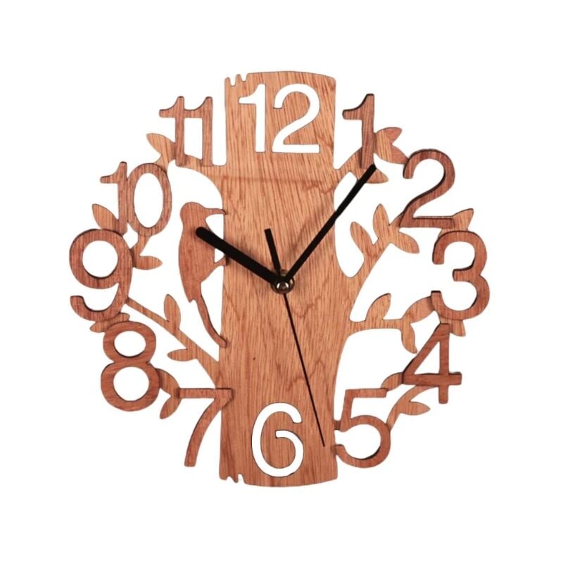 foto del prodotto fortuneville orologio da parete a forma di albero in legno orologio rotondo appeso fai da te alimentato a batteria per forniture per la decorazione