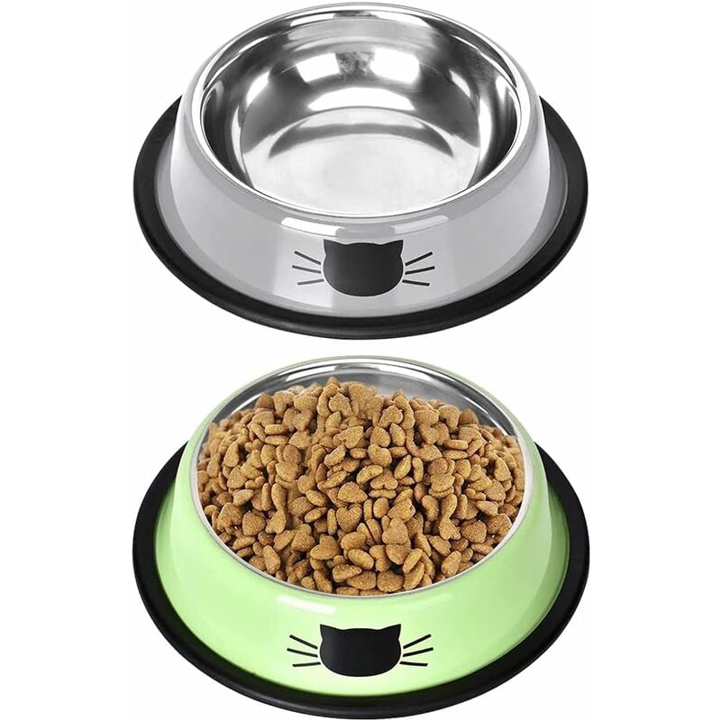 foto del prodotto fortuneville ciotola per gatti 2 pezzi, ciotola per cani, set di ciotole per animali domestici, ciotola in acciaio inossidabile, ciotola per gatti