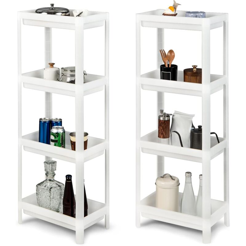 immagine 0 del prodotto costway set di 2 scaffali da cucina a 4 livelli, scaffali da bagno con design rimovibile, scaffale salvaspazio multiuso per piccoli spazi cucina