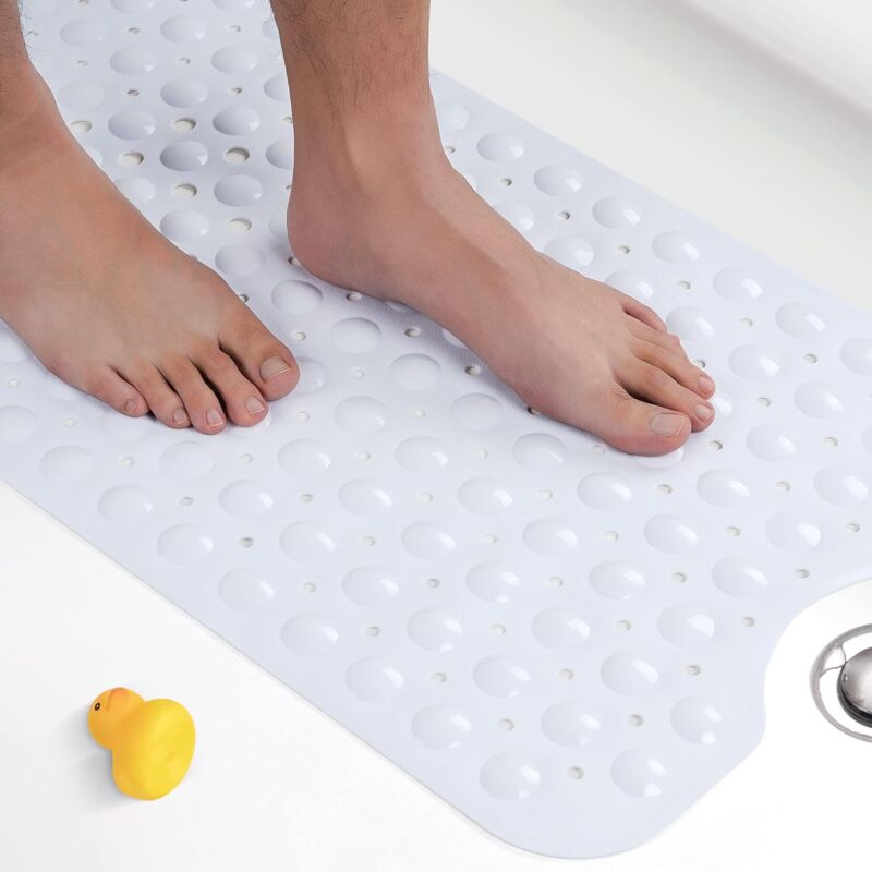 foto del prodotto fortuneville tappetino da bagno antiscivolo, tappetino da doccia antiscivolo extra lungo 100 x 40 cm, tappetino da bagno antimuffa lavabile in