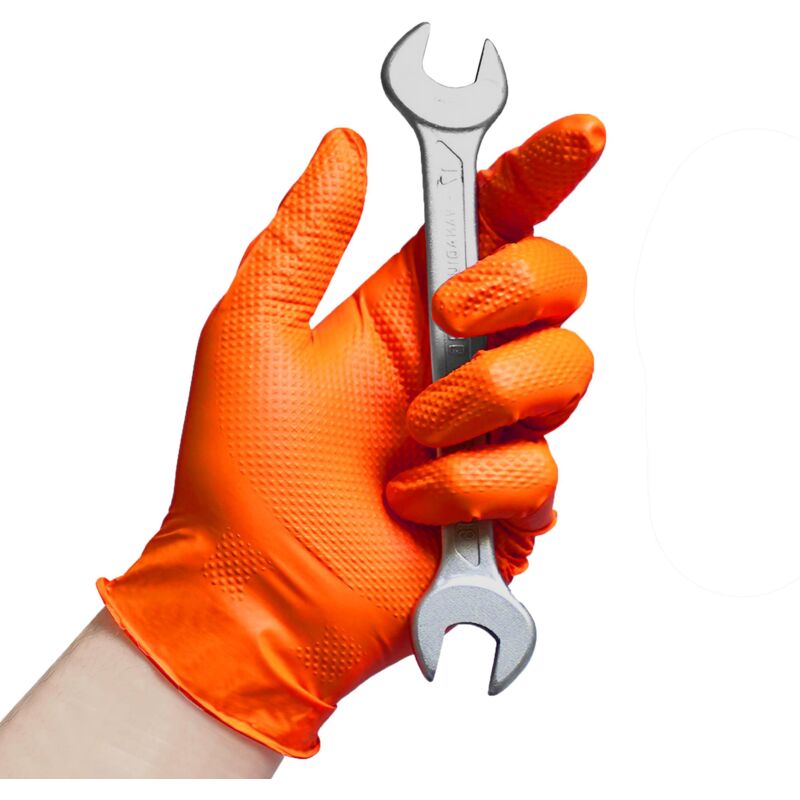 foto del prodotto esto guanti in nitrile da lavoro 8,0 gr diamond arancione 50 pz xxl 50 pezzi