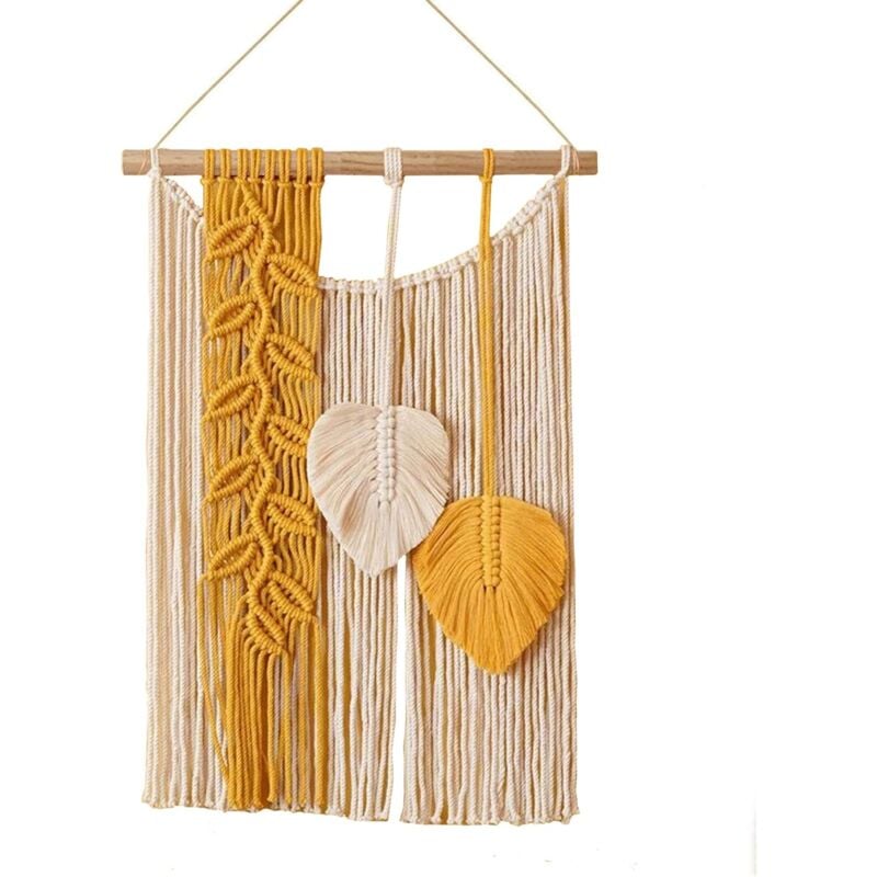 foto del prodotto fortuneville foglie macram appeso a parete boh mien decorativo chic foglia arazzo fatto a mano boh mien appeso a parete per soggiorno decorazione