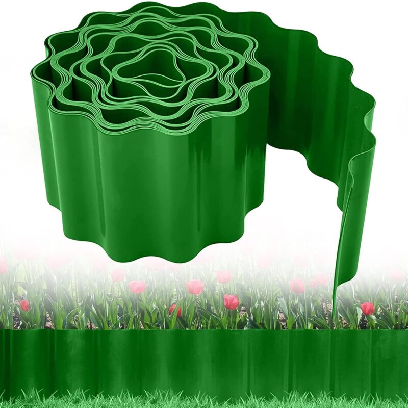 foto del prodotto fortuneville bordatura da giardino in plastica, 12 metri di bordo flessibile per prato, bordo per aiuola, bordo decorativo pieghevole per prato da
