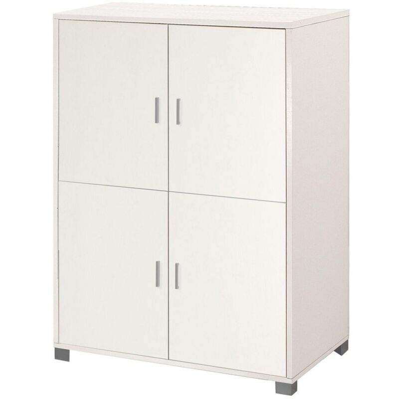 foto del prodotto mobile credenza 4 ante bianco venato buffet ripiani ufficio dispensa soggiorno