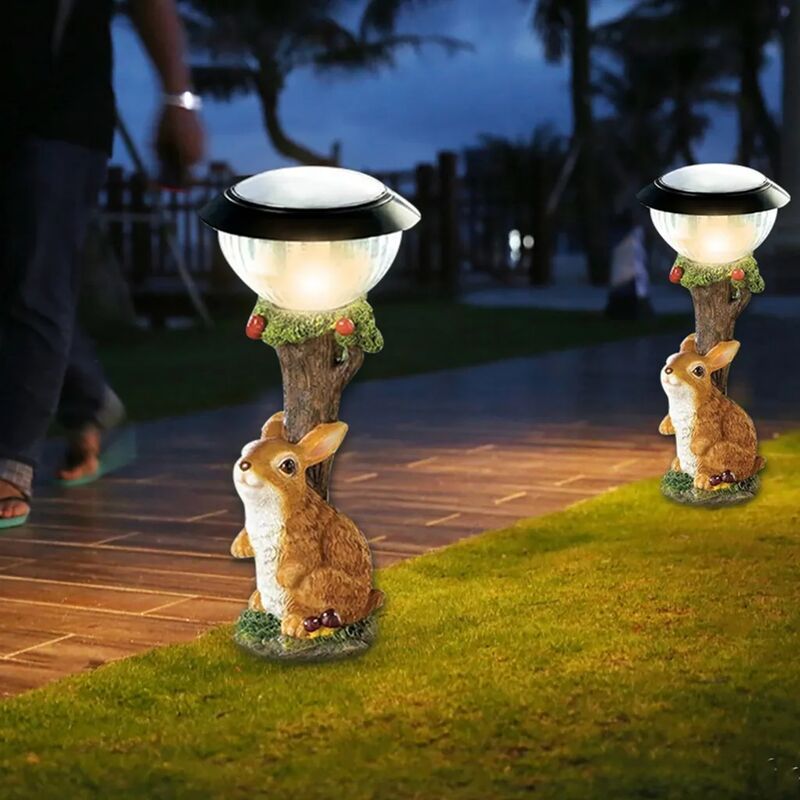 foto del prodotto fortuneville ornamento da giardino statua di gatto luce solare solare, scultura di figurine di animali, luci di animali ornamento decorativo