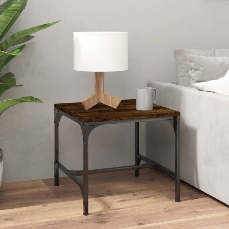 foto del prodotto tavolino da salotto tavolino da caff tavolino da soggiorno rovere fumo 50x50x35 cm legno multistrato cfw32584