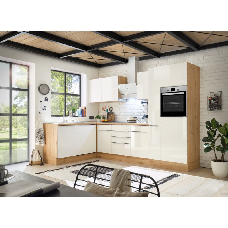 foto del prodotto cucina angolo cottura cucina ad angolo marleen premium 310 cm bianco artigianale rovere respecta