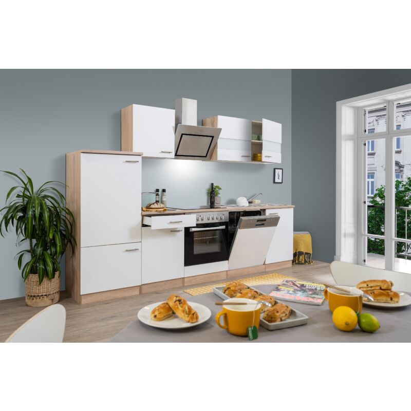 foto del prodotto cucina blocco cucina blocco cucina componibile rovere bianco merle 280 cm respecta