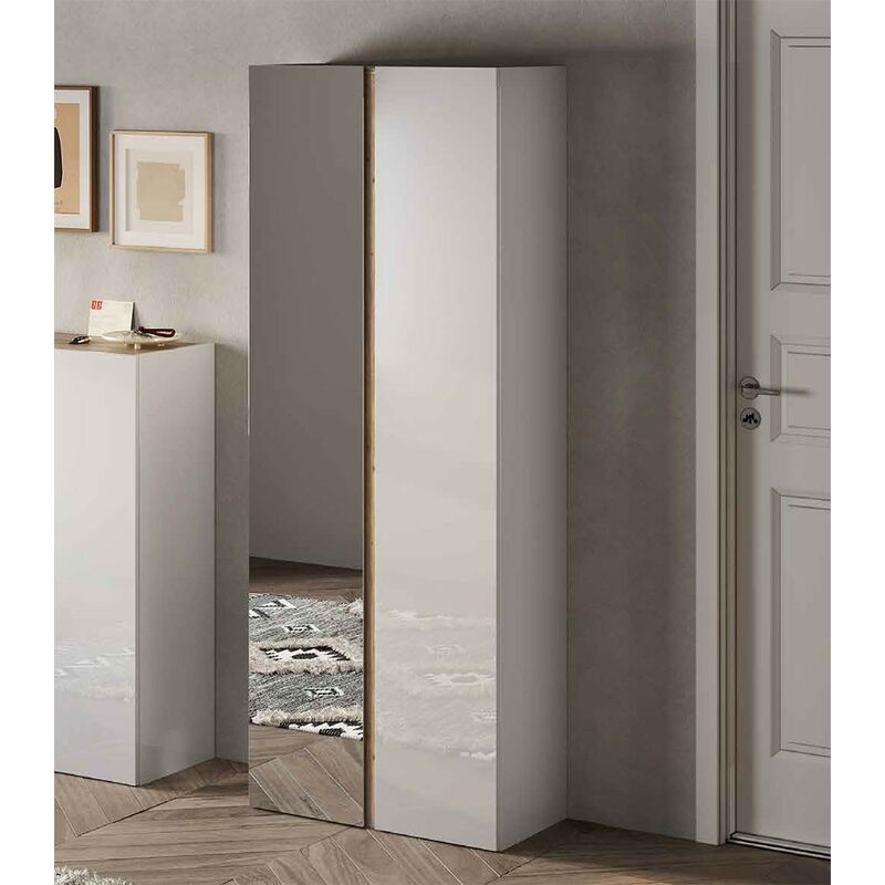 immagine 0 del prodotto mobile multiuso 2 ante 70x185 bianco lucido con anta specchio frame stilprojectstore com