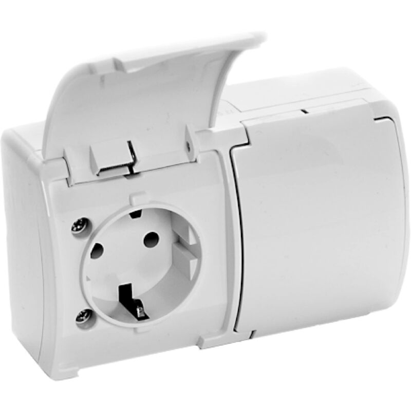 foto del prodotto orno oe 7106 gs doppia presa schuko da muro 2x2p t ip44