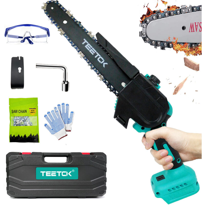 foto del prodotto teetok motoseghe a batteria, motosega elettrica senza fili da 8 , mini taglialegna portatile, potente motosega con custodia senza