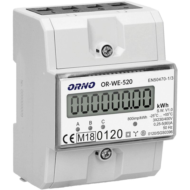 foto del prodotto orno or we 520 contatore energia elettrica trifase certificato mid