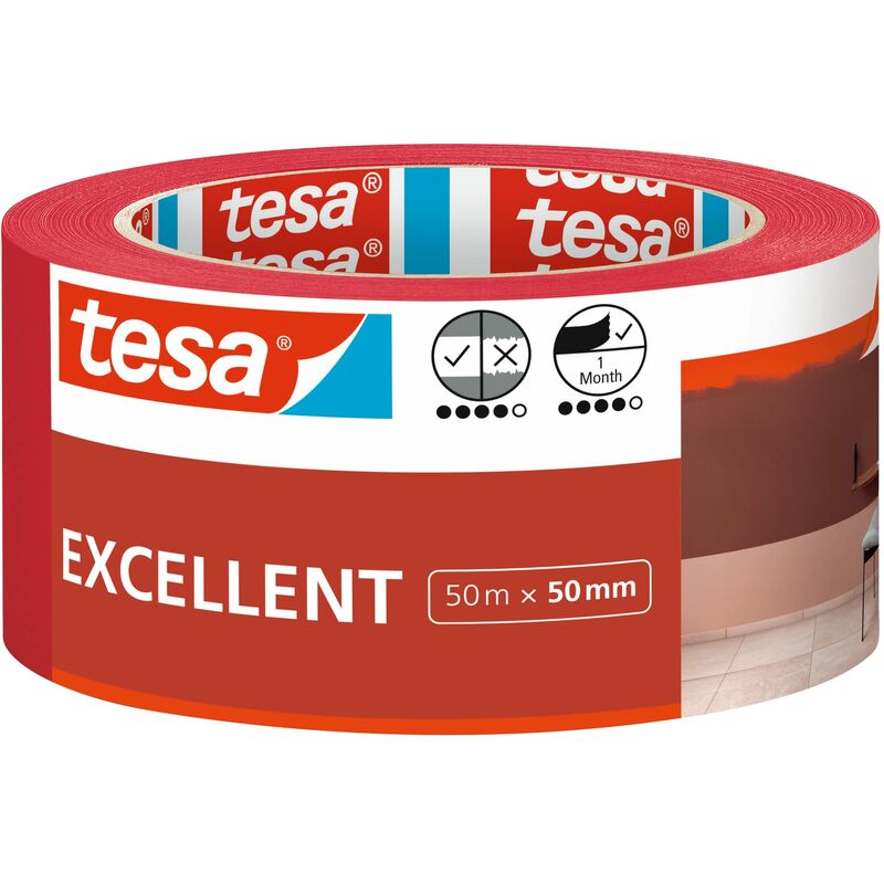 foto del prodotto tesa nastro per mascherature excellent nastro adesivo da pittura in carta sottile per lavori di verniciatura per tutte le tinte, vernici e