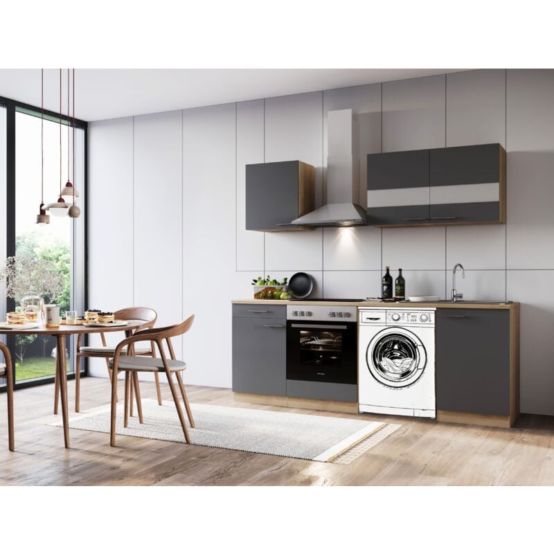 foto del prodotto cucina mobile cucina blocco vuoto lavatrice da incasso rovere grigio merle 220 respekta
