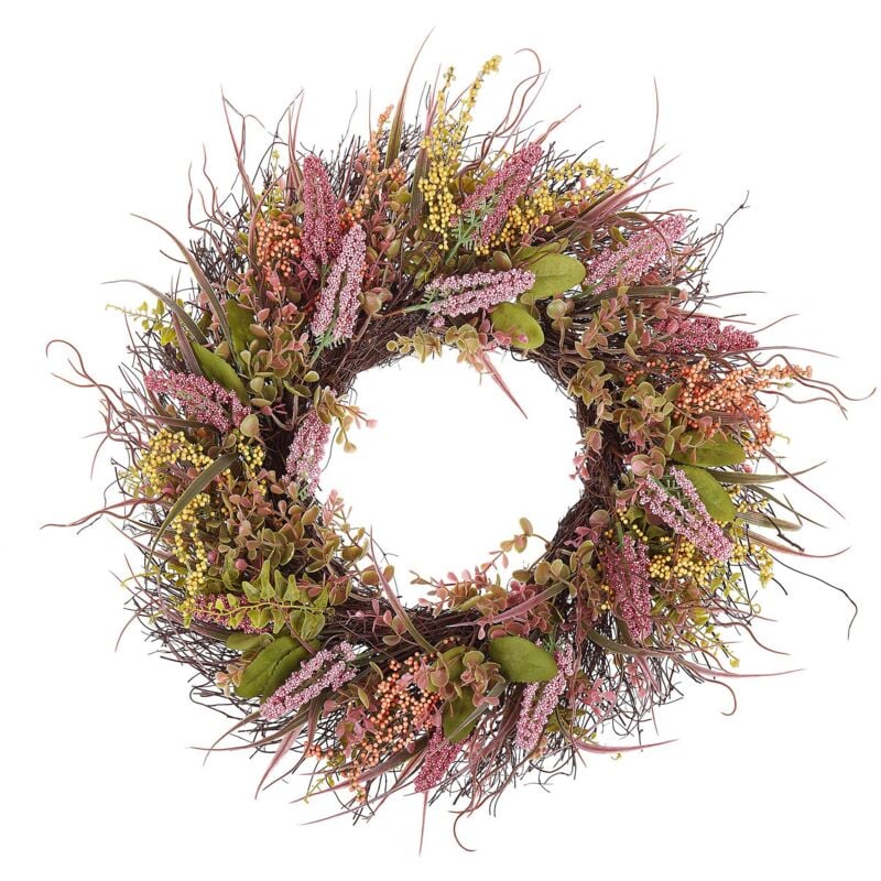 foto del prodotto beliani corona ghirlanda decorativa 50 cm per ingresso rosa e verde guancha