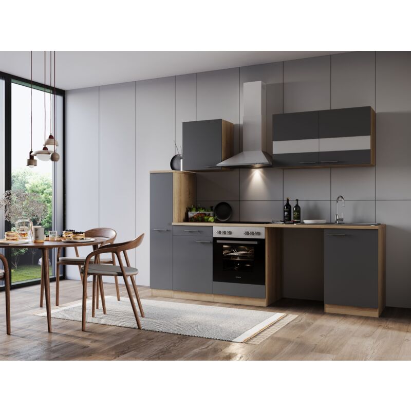 foto del prodotto cucina mobile per lavatrice da incasso rovere grigio merle 250 cm respekta