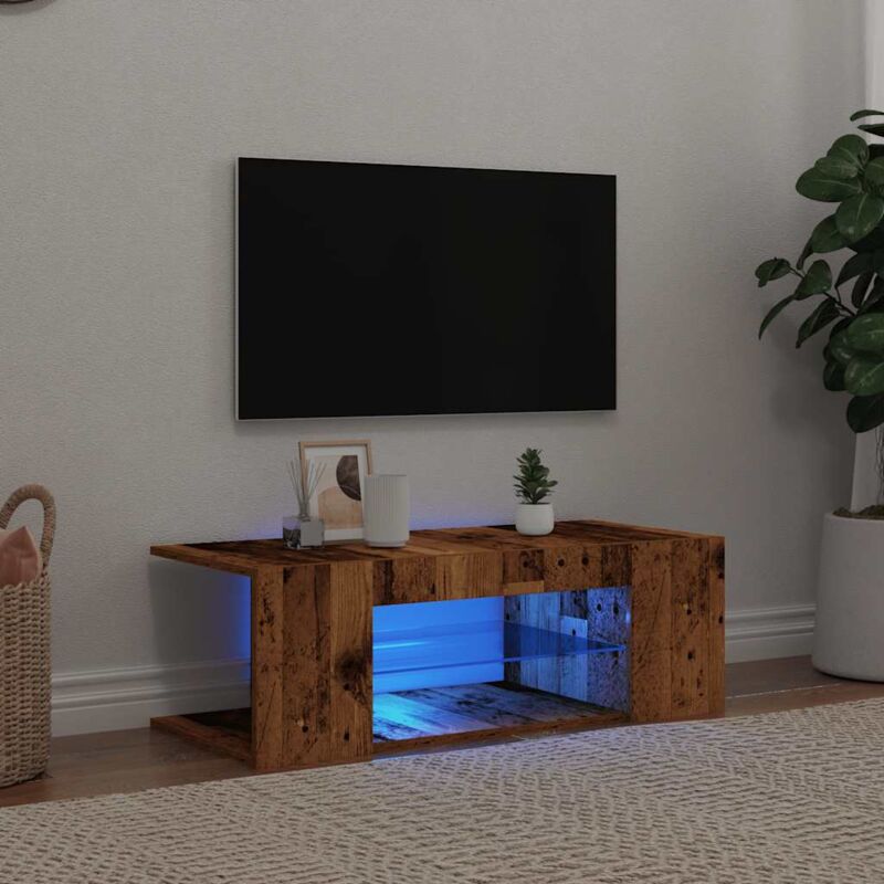 foto del prodotto vidaxl mobile porta tv con led legno antico 90x39x30 cm multistrato