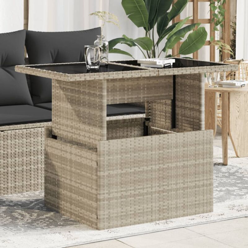 foto del prodotto vidaxl tavolo giardino piano vetro grigio chiaro 100x55x73 polyrattan