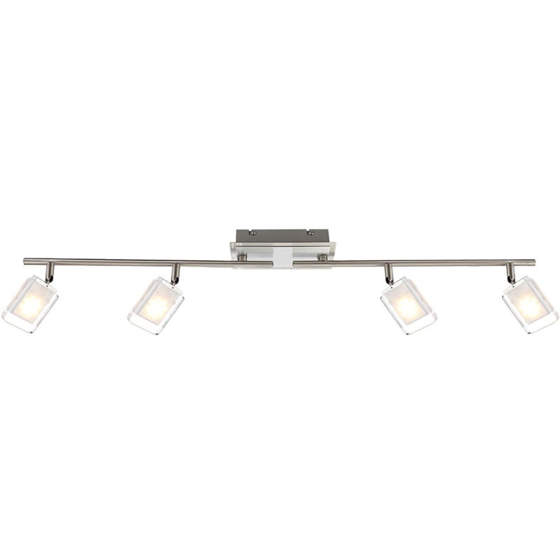 foto del prodotto globo lighting faretto plafoniera luce soggiorno punto luce bar camera da letto, faretti 4 fiamme mobili, nichel opaco chiaro, 4x led 6w 550lm