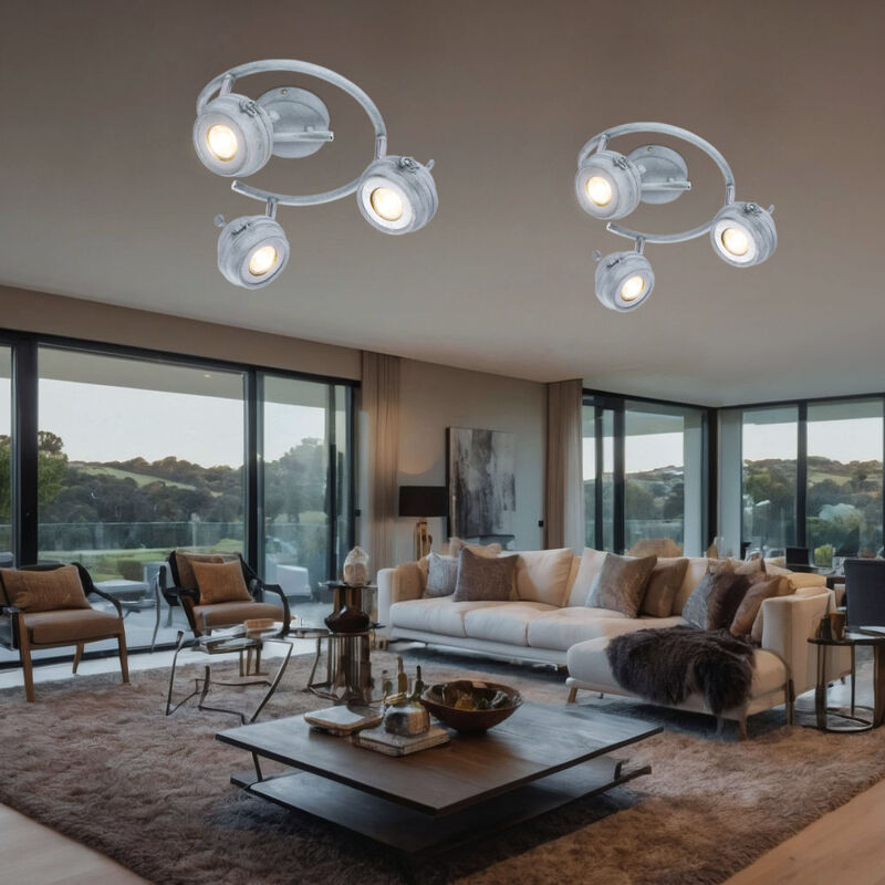 foto del prodotto globo lighting faretto spotrondell plafoniera plafoniera soggiorno cucina, 3 faretti mobili, metallo grigio antico, 3x gu10 led 5 watt 340 lumen