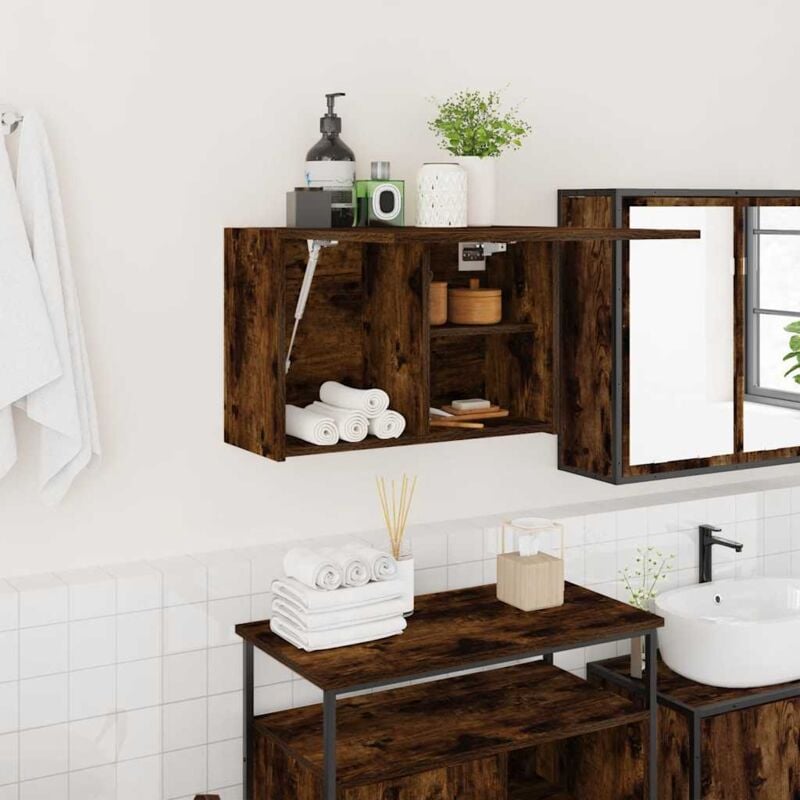foto del prodotto vidaxl armadietto bagno rovere fumo 60x25x40 cm in legno multistrato