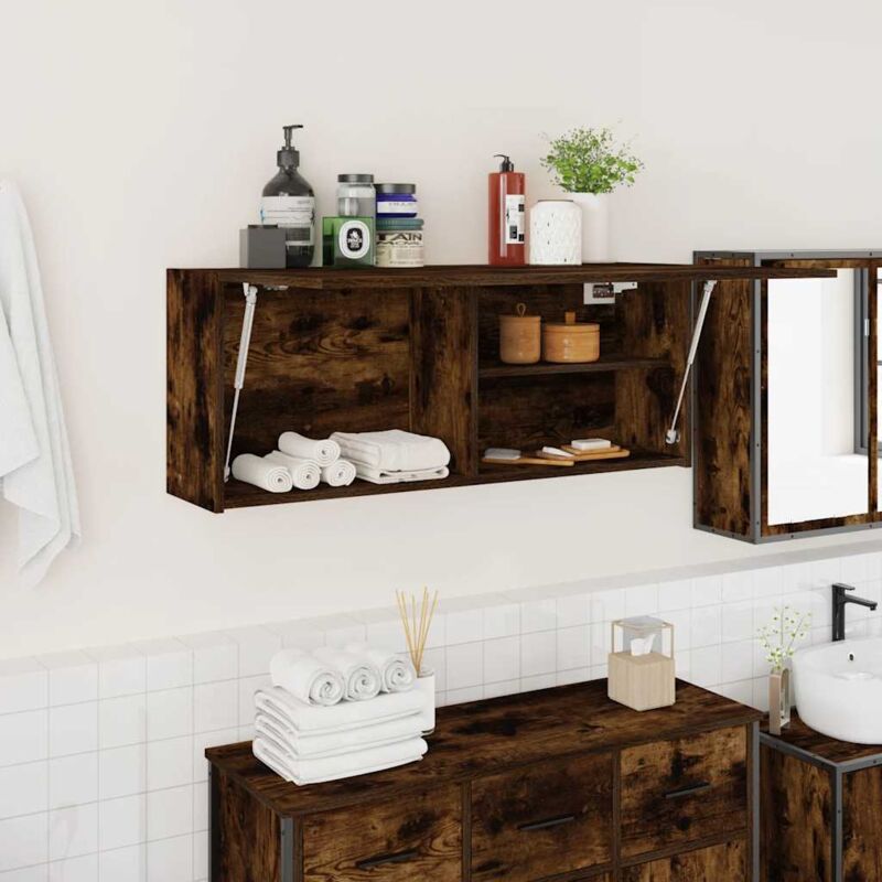 foto del prodotto vidaxl armadietto bagno rovere fumo 100x25x40 cm in truciolato