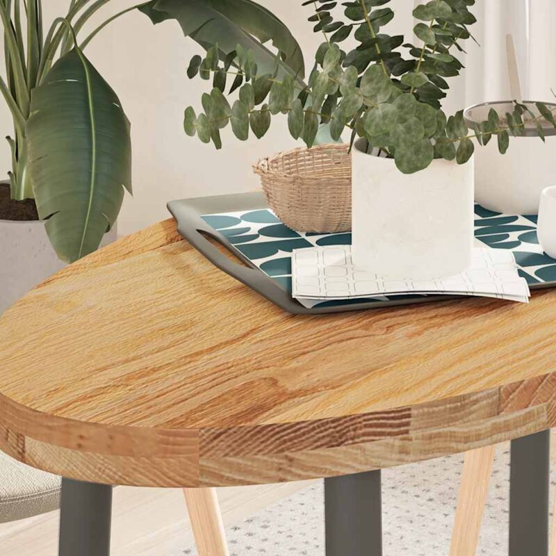 foto del prodotto vidaxl piano tavolo marrone chiaro 100x50x4cm in rovere massello ovale