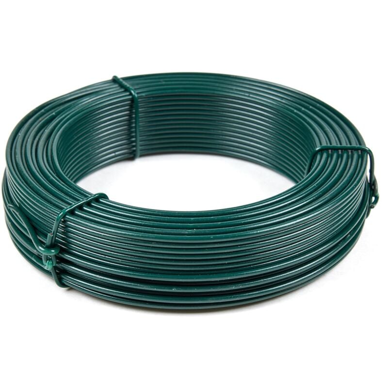 foto del prodotto filo di ferro plastificato verde 2,7mm rotolo 100m filo metallico rivestito pvc filo tensione recinzione, giardino, fai da te
