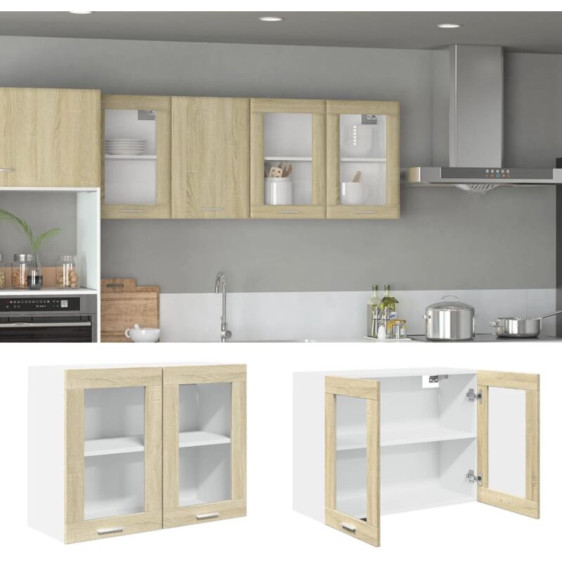 foto del prodotto vidaxl mobile pensile lyon vetro rovere sonoma 80x31x60cm
