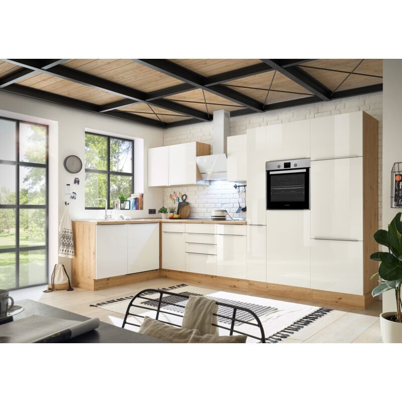 foto del prodotto cucina angolo cottura cucina ad angolo marleen premium 370 cm bianco artigianale rovere respecta