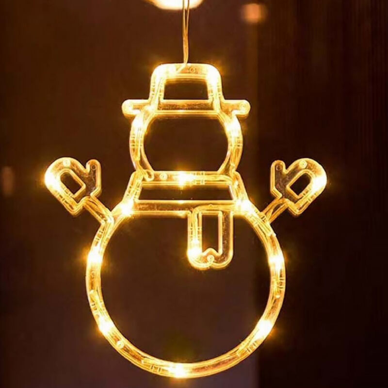 foto del prodotto luci natalizie figura luminosa pupazzo di neve ornamento decorazione led a batteria per finestra vetrine con ventosa