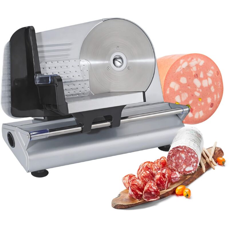 foto del prodotto avilia affettatrice elettrica da casa, con lama da 220mm cm, 150w affettatrice professionale con piedini antiscivolo e interruttore on off,