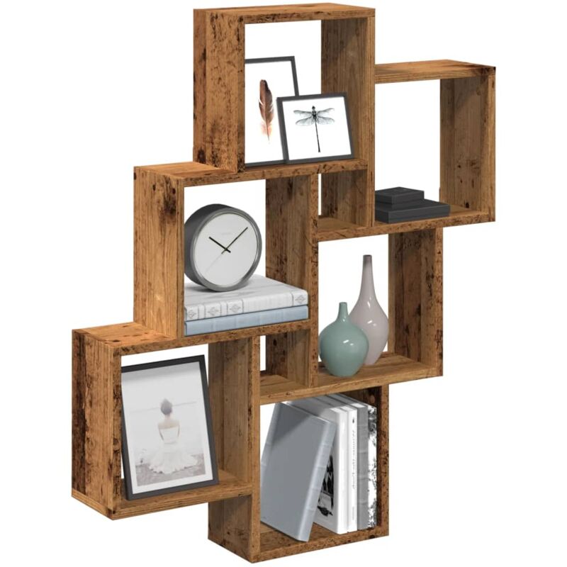 foto del prodotto mensola a muro a cubo legno antico 78x15x93cm legno multistrato vidaxl