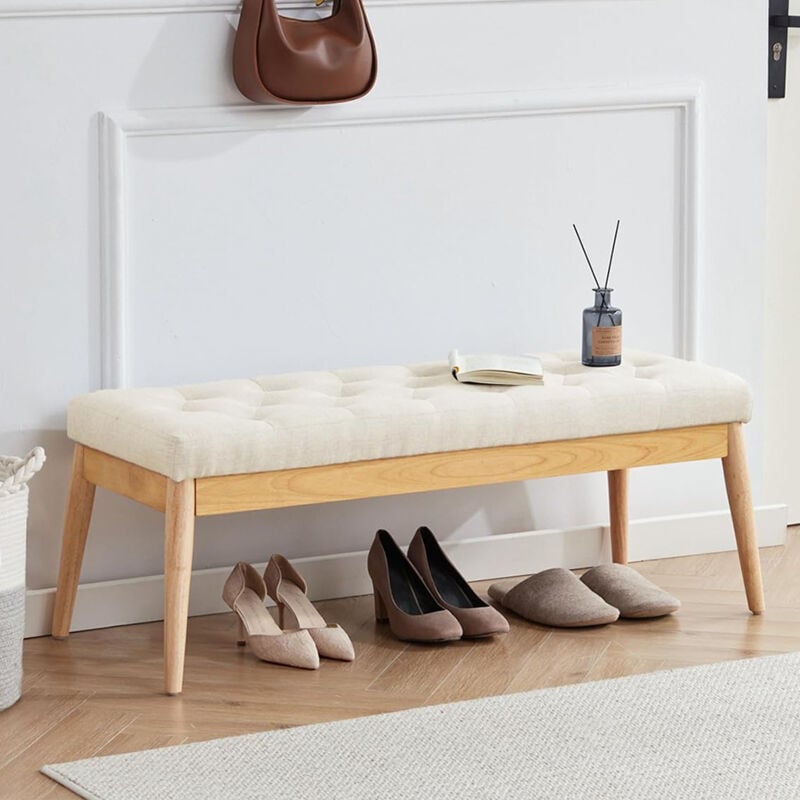 foto del prodotto cassapanca pouf ottomana beige ingresso panca imbottitura alta densit 108x41cm