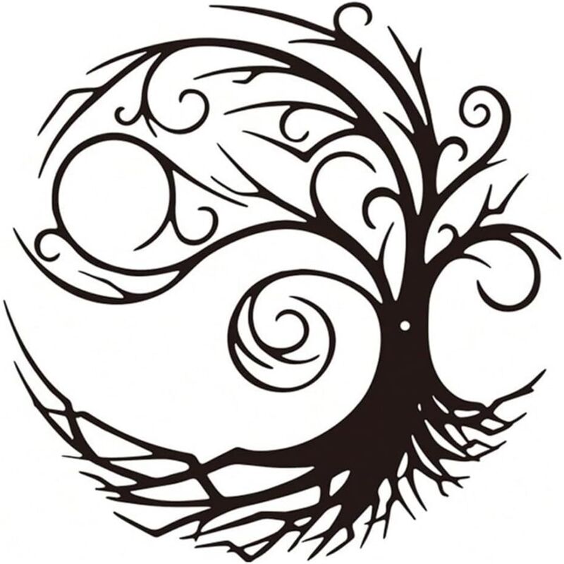 foto del prodotto rnemitery decorazione da parete in metallo, decorazione da parete con sagoma art deco dell albero della vita, adatta per soggiorno, giardino,