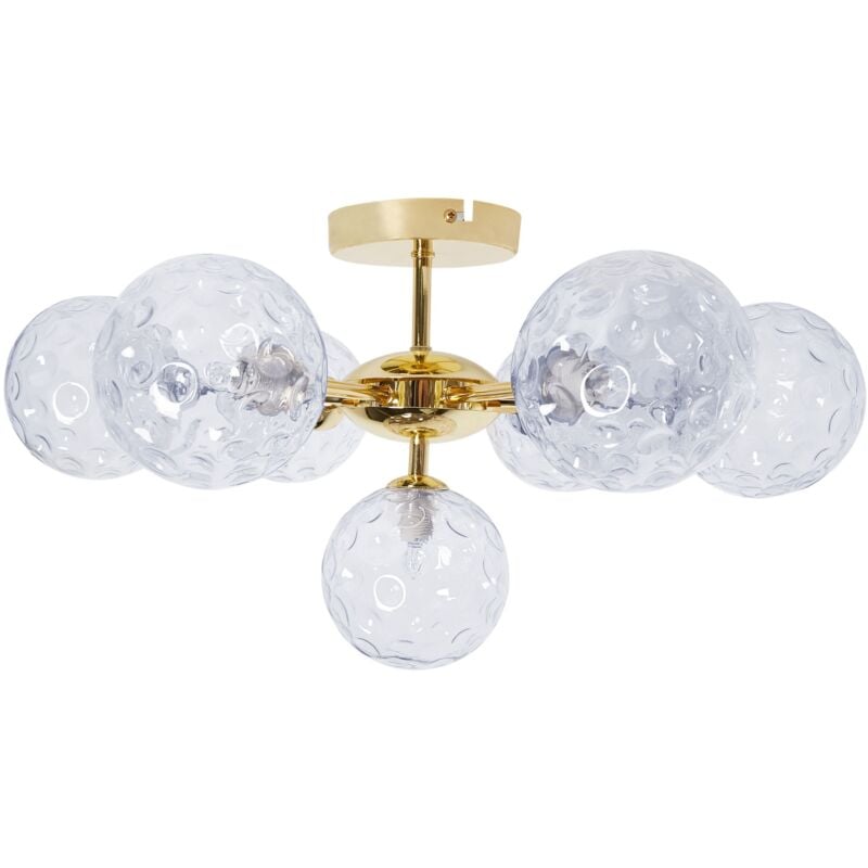 foto del prodotto beliani lampadario in vetro 7 luci rotonde blu metallizzato e oro anadyr