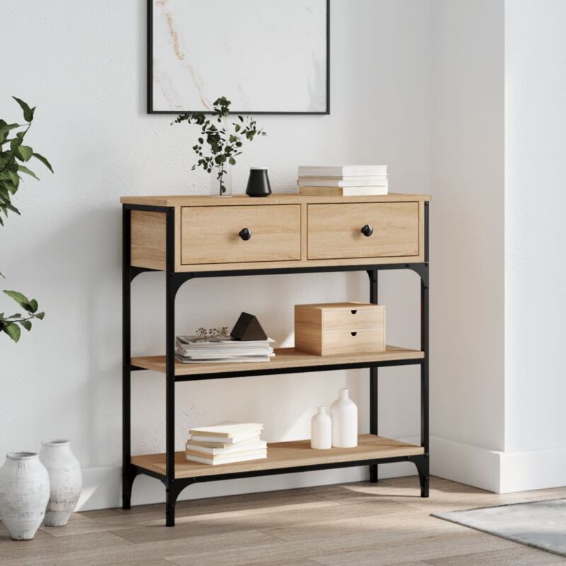 foto del prodotto tavolino consolle rovere sonoma 72,5x25x75cm legno multistrato