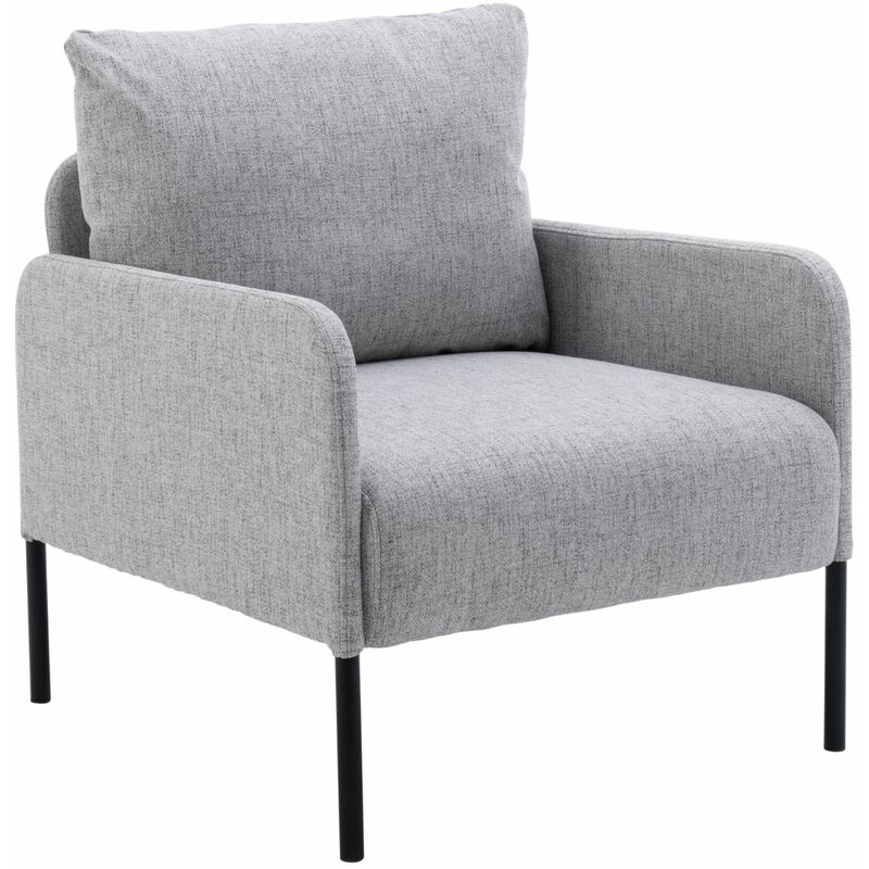 foto del prodotto poltrona imbottita sedia da salotto moderno poltroncina in tessuto di lino per soggiorno, grigio