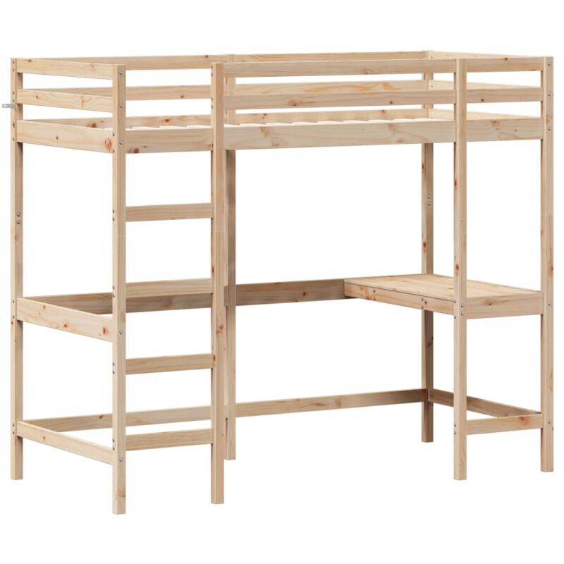 foto del prodotto vidaxl letto soppalco con scrivania 90x200 cm legno massello pino