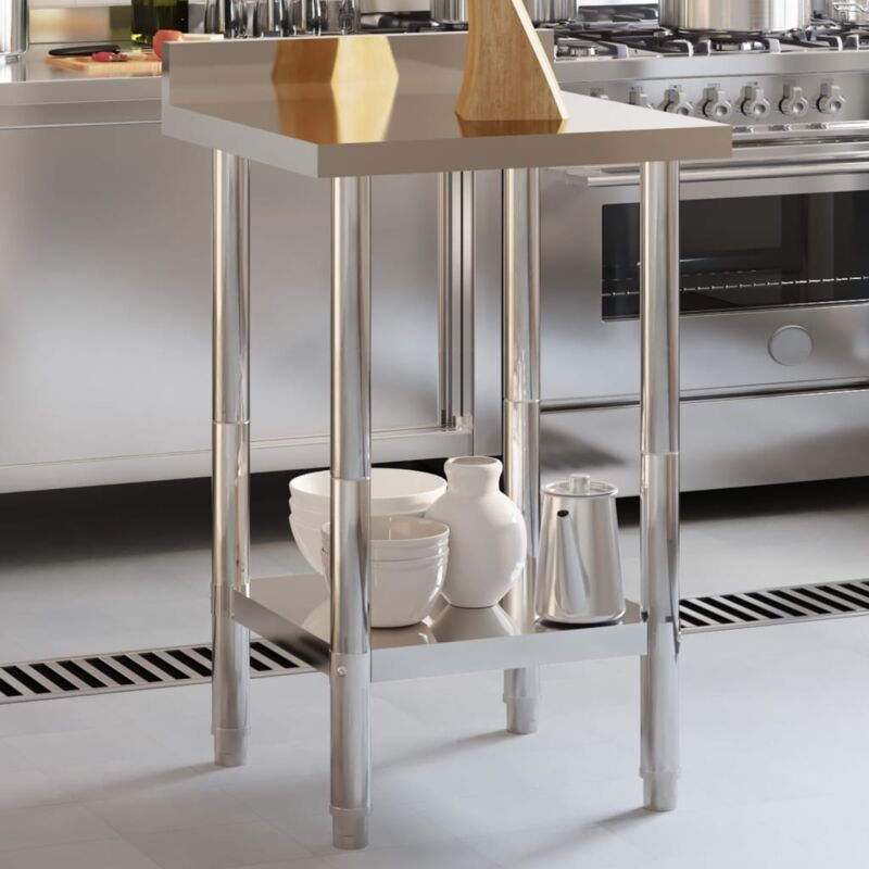 foto del prodotto tavolo lavoro da cucina con paraschizzi 55x55x93cm acciaio inox