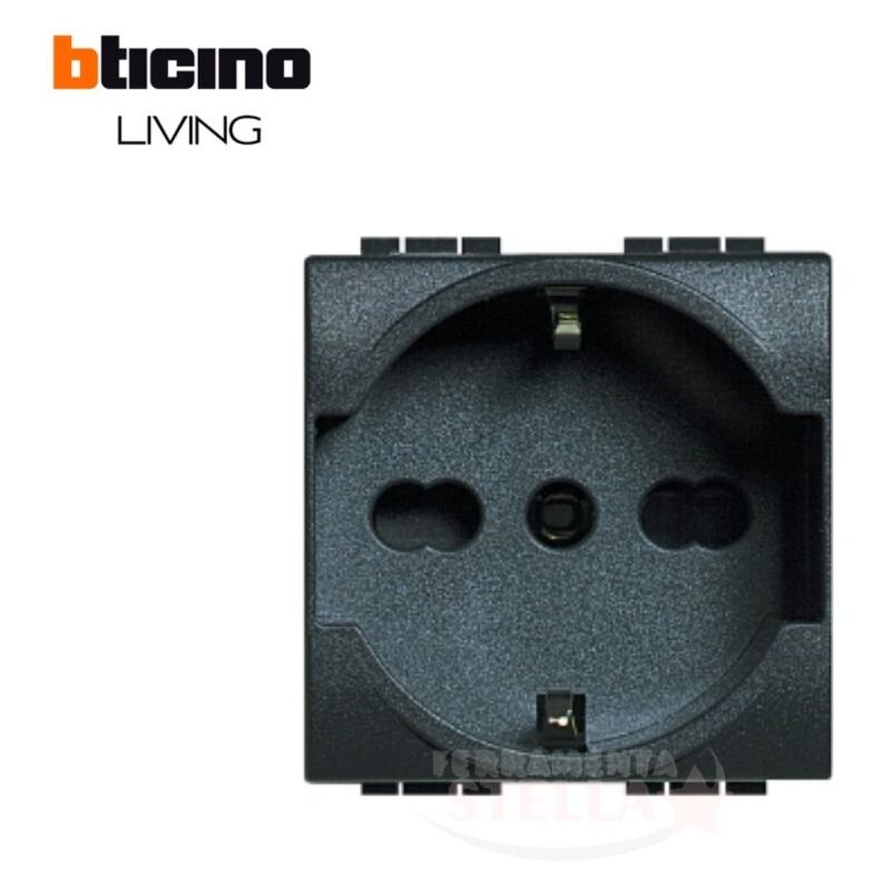 foto del prodotto bticino presa 2p t 16a 250vac standard tedesco livinglight antracite