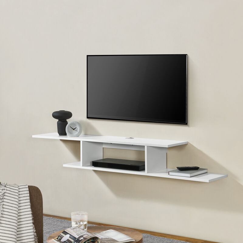 foto del prodotto mensola tv st vring sospesa a muro 21 x 150 x 25 cm bianco en.casa 