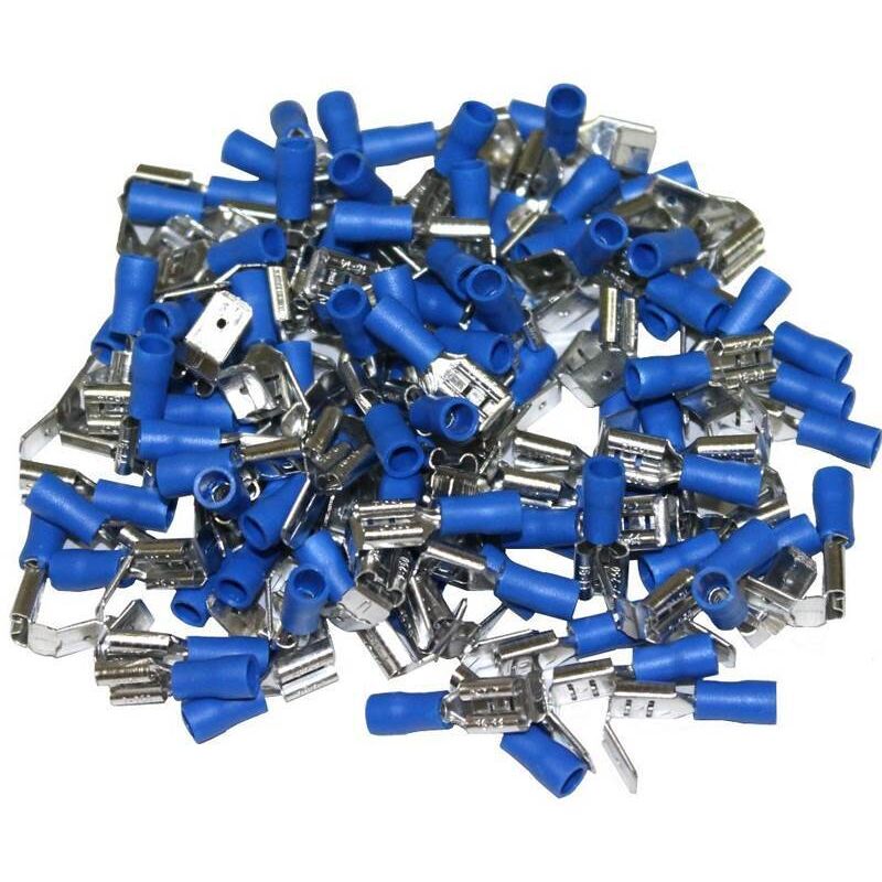 foto del prodotto 6,3 connettori elettrici doppi blu sacchetto da 50 connettori