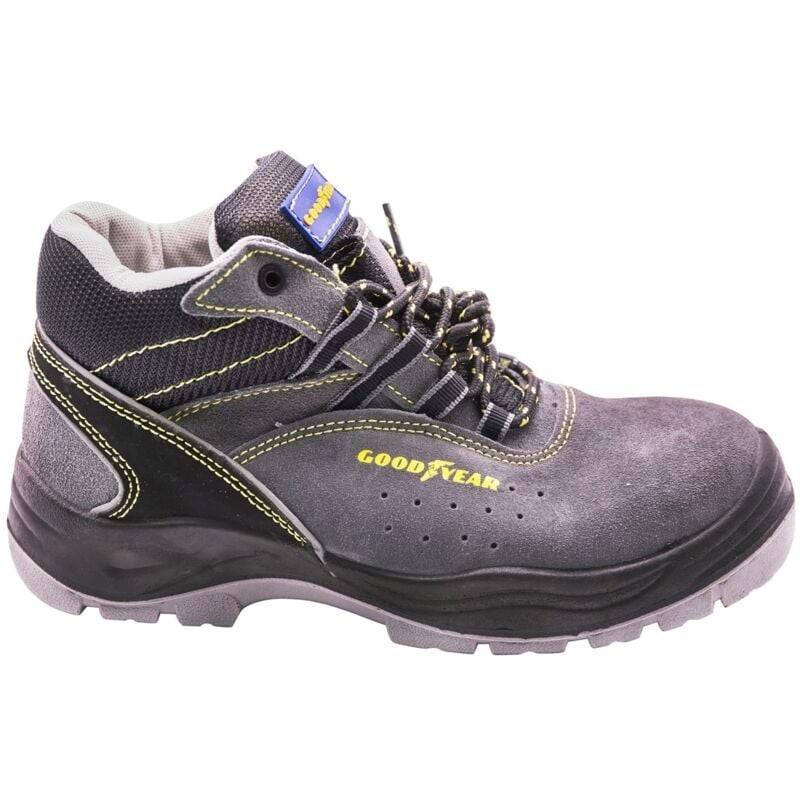 foto del prodotto stivali goodyear safety in pelle scamosciata grigia, fodera ad alta resistenza e antibatterica taglia 37