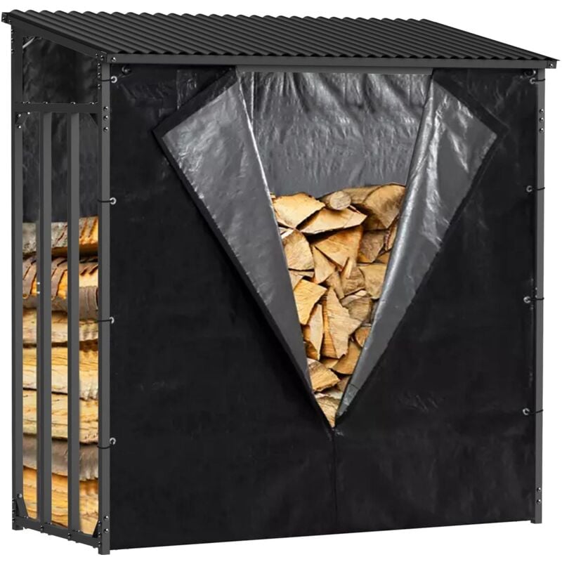 foto del prodotto legnaia esterno gardiun wood shed iii 185x70x185cm acciaio zincato, tettoia impermeabile, telo protettivo e supporto inferiore