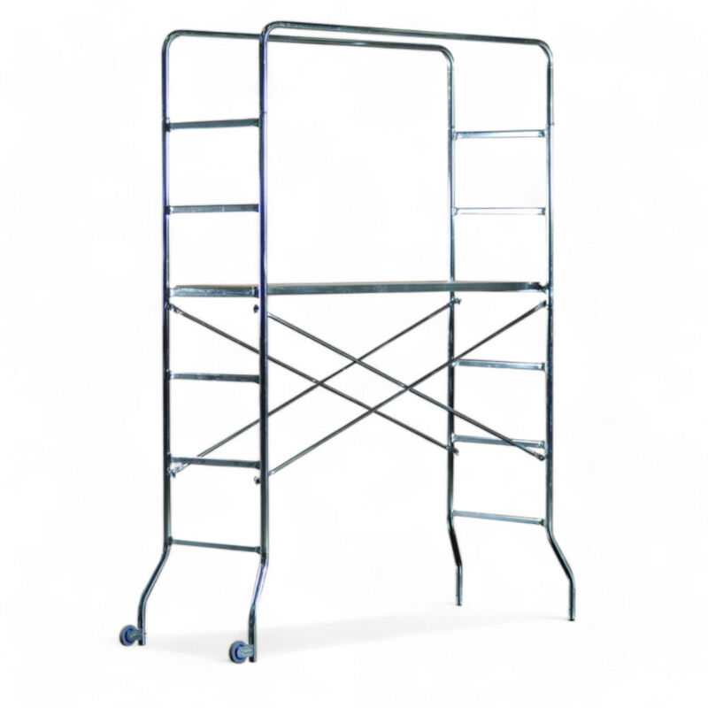foto del prodotto trabattello acciaio zincato smontabile h218 con portata 120kg base 0.65x169 facile montaggio ruote spostamento incluso piano lavoro