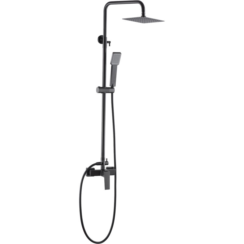 immagine 0 del prodotto set colonna doccia asta doccia monocomando allungabile in acciaio inox con doccetta e maniglia doccia in nero opaco