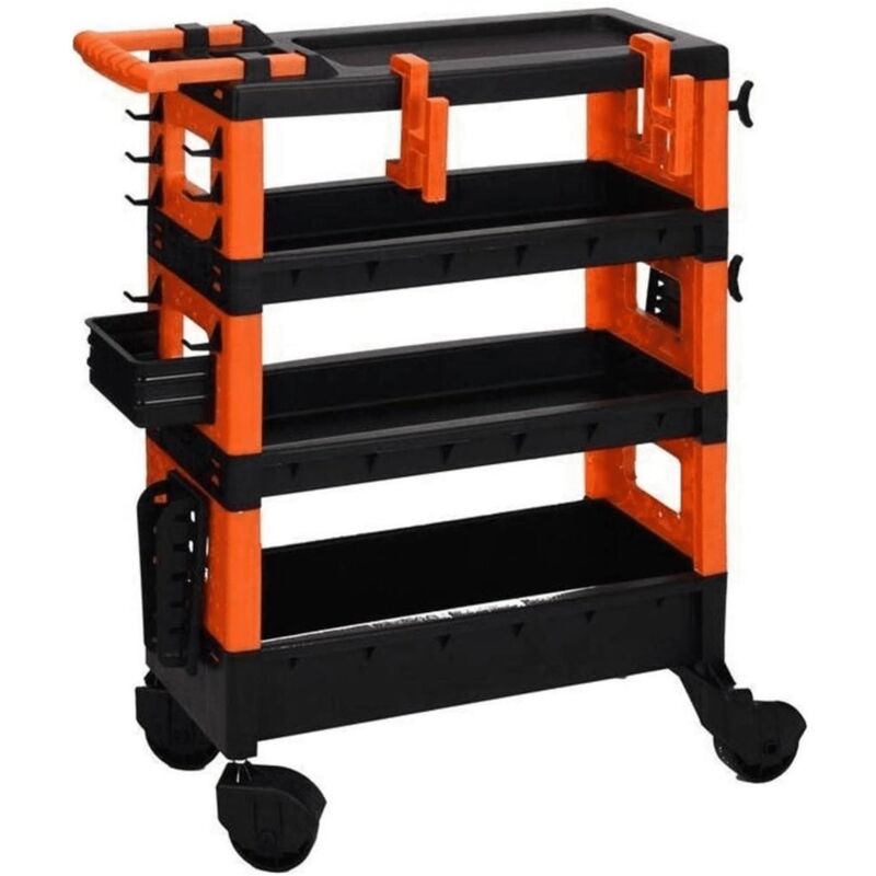foto del prodotto carrello da trasporto well home 68x35x87,5 cm in nero e arancione