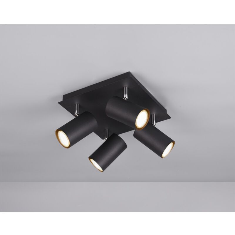foto del prodotto plafoniera quadrata 4 faretti orientabili marley nero trio lighting